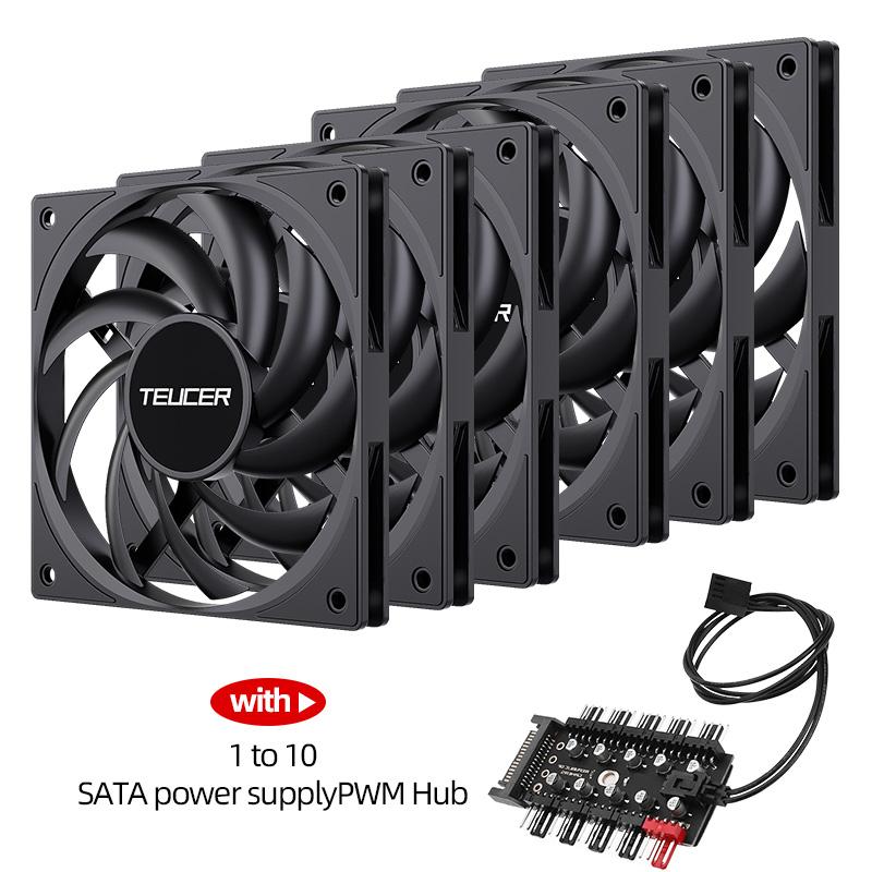 Teucer UT-12015 Ultrathin 15mm Thinckness 12cm Chassis Fan 12V/4Pin PWM FBD Bearing PC Case Cooling Ventilator 1-10pcs with Hub
