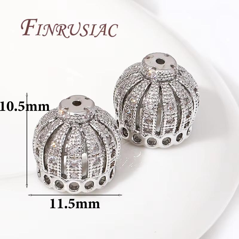 18K Gold Plated Brass with Zircon Spacers Bead Caps For Jewelry Making,Flower Bead End Caps DIY Necklace Bracelets Accessories