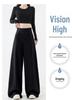 2025 High Waist Slim Straight Women's Floor-Length Drape Pants - Spring & Autumn Wide-Leg Suit Style.