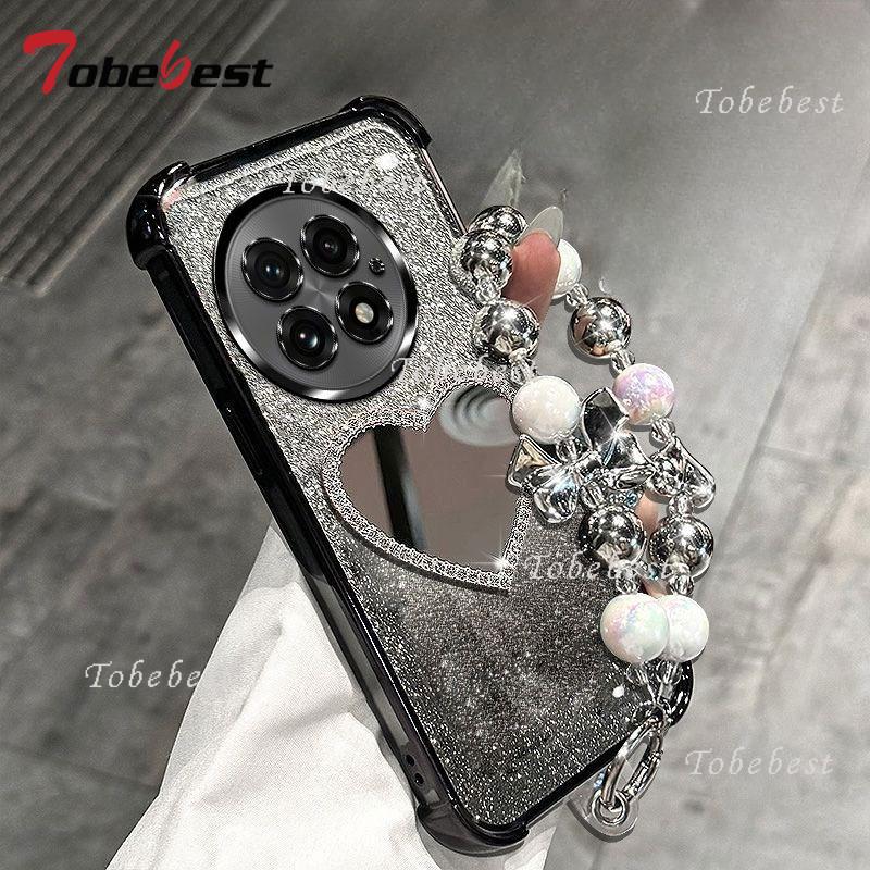 Glitter Plating Love Mirror Bracelet Case for Oneplus 13 13T 12 11 ACE 5 3 2 Pro Ultra Shockproof Silicone Cover