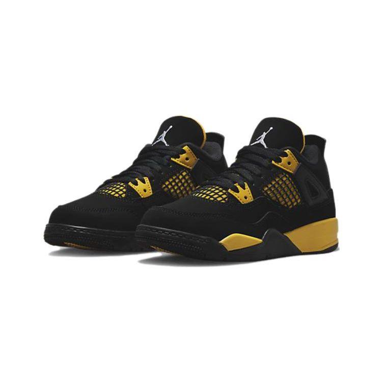 Air Jordan 4 Retro PS Thunder 2023 Çocuk Spor Ayakkabı Siyah Tur-Sarı BQ7669-017