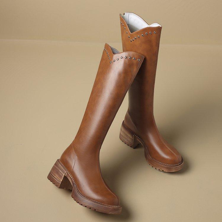 

Skinny v-mouth high-heeled boots women s 2025 new British style niche boots autumn thick-heeled knight boots 35