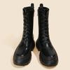 Women Boots Soft Women'S Short Boots Lace-Up Shoes Woman Flat Ankle Boots Black Round Toe Ladies Shoes Platform Female Footwear