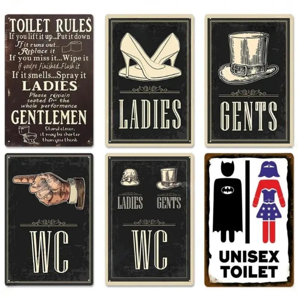 Vintage Funny WC Metal Sign Plaque - Lavatory Toilettes Design - Wall Art Perfect for Bar Club Bathroom Restroom Decoration