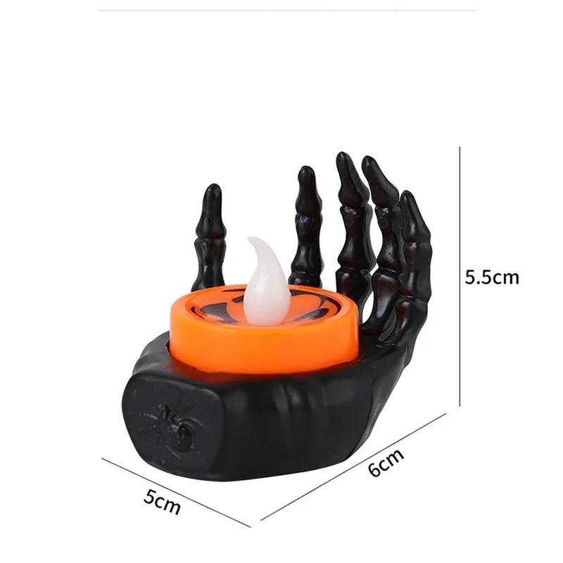 1Pcs/2Pcs LED Candlesticks Lamps Battery Powered Halloween Decoration Supplies Halloween Party Electronic Palm Pad Candle Lights