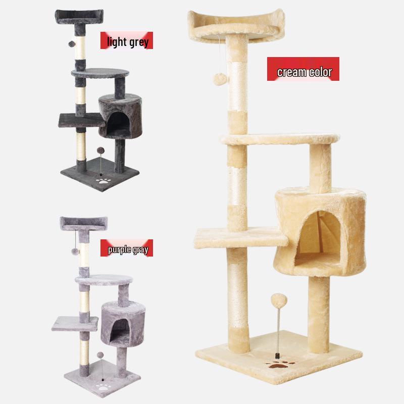 Katzenkletterbaum mit Bett, Baum, Regal, Sisal-Sprungplattform & Spielzeug