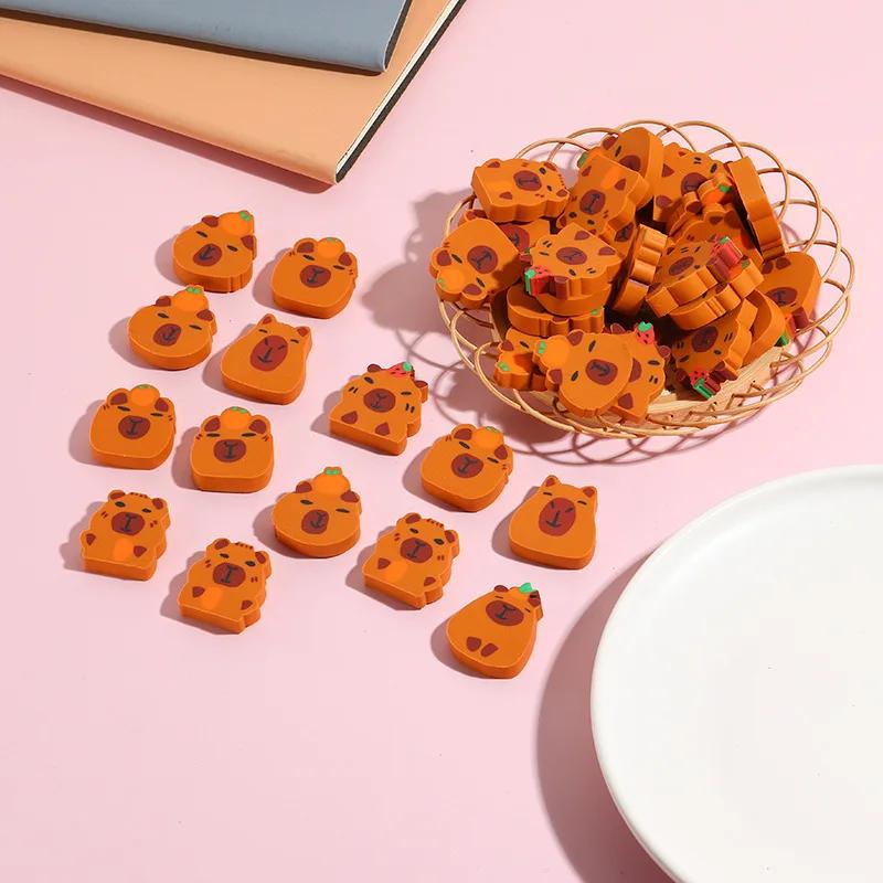 10Pcs/Lot Cartoon Animal Pencil Eraser Creative Cute Capybara Cutting Rubber Erasers Gift Kids Kawaii School Office Stationery