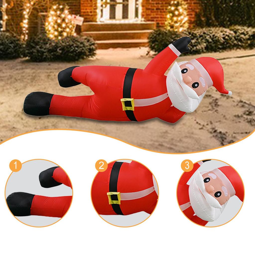 Inflatable Christmas Santa Luminous LED Prop Weatherproof Polyester Ornament for Outdoor Garden Party Decor