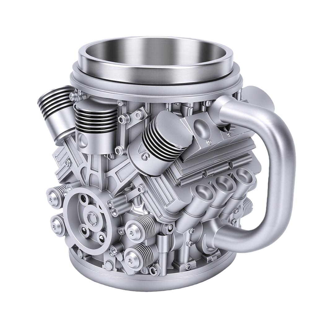 Coffee Mug Reusable Resin Stainless Steel Engine Coffee Cup with Ergonomic Handle for Present