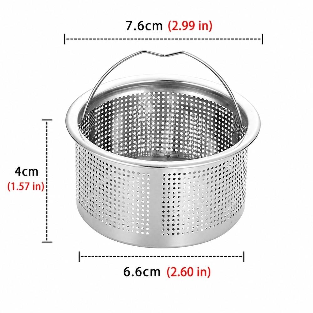 2PCS 7.6*6.6*4cm Deep Cup Basket Strainer 304 Stainless Steel Sink Drain Strainer  For Kitchen