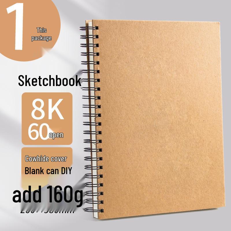 Thickened A3 One-piece Sketchbook, 32K Art Student Drawing Book, Spiral 8K Marker.