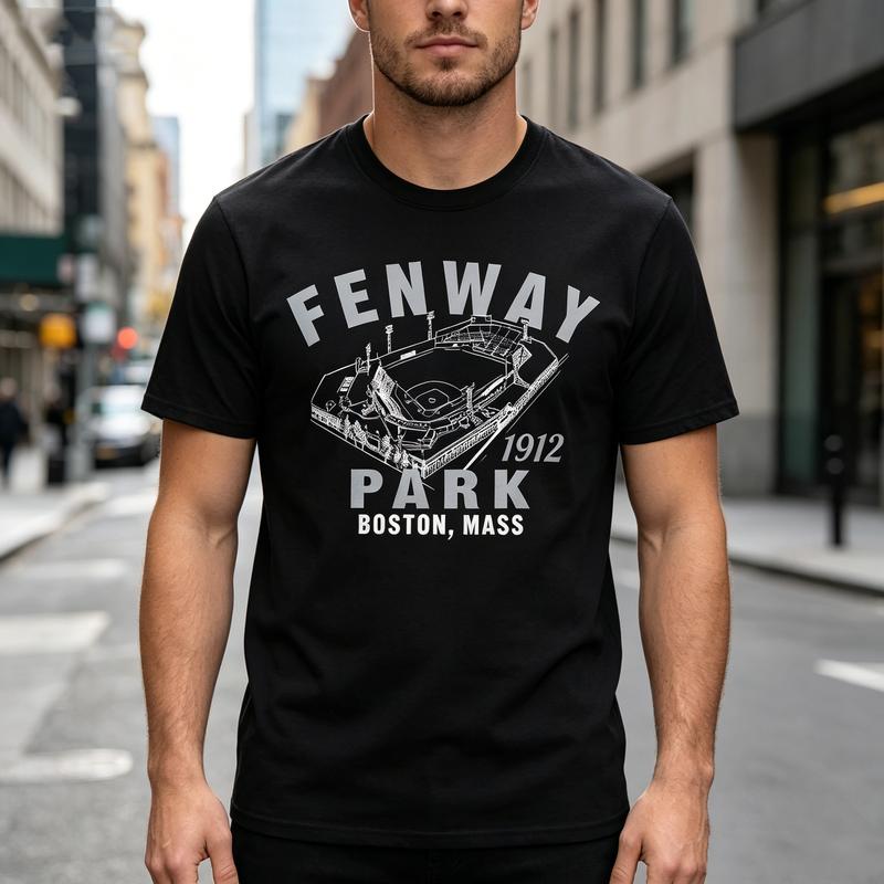 Vintage Boston Sport T-Shirt Fenway Park Stadion Druck Unisex Unisex Baumwolle Kurzarm Trendig Massachusetts Baseball Fans