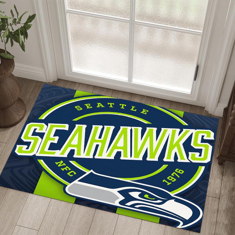 Seattle Seahawks Design Crystal Velvet Carpet Cozy Non?Slip Printed Rug For Bedroom Living Room Entrance
