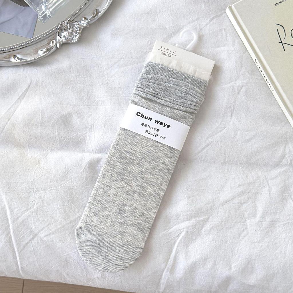 Girls' Summer Lace-Trimmed Mesh Socks - Breathable, Mid-Calf, Japanese Ballet Style