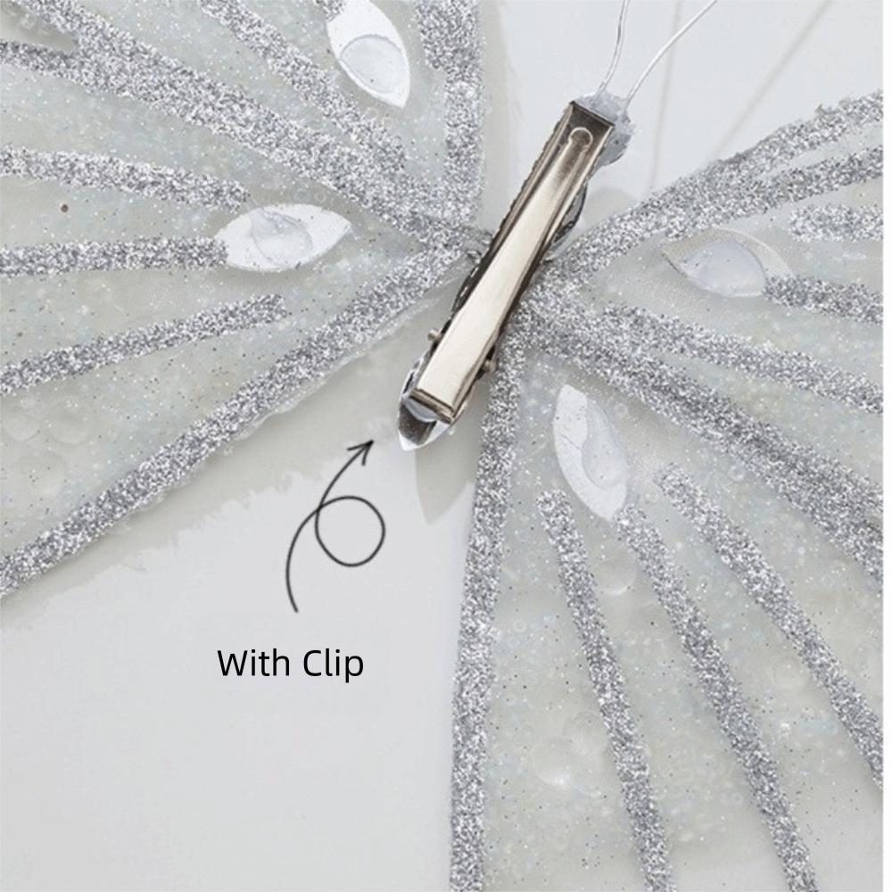 Mesh Butterfly Christmas Flower Artificial Double Simulation Christmas Decorations Exquisite Sequins Glitter