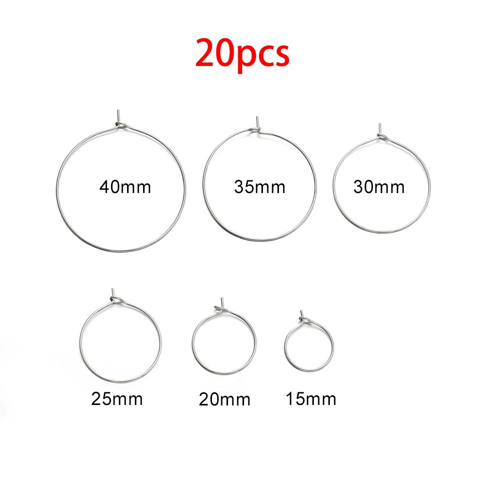 20pcs/lot Gold Stainless Steel Big Circle Wire Hoops Loop Earrings High Quality for DIY Dangle Earring Jewelry Making Supplies