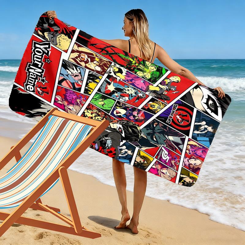 Name Custom Persona 5 Game Print Beach Towel, Large Soft Quick Dry Towel for Beach Camping Swimming