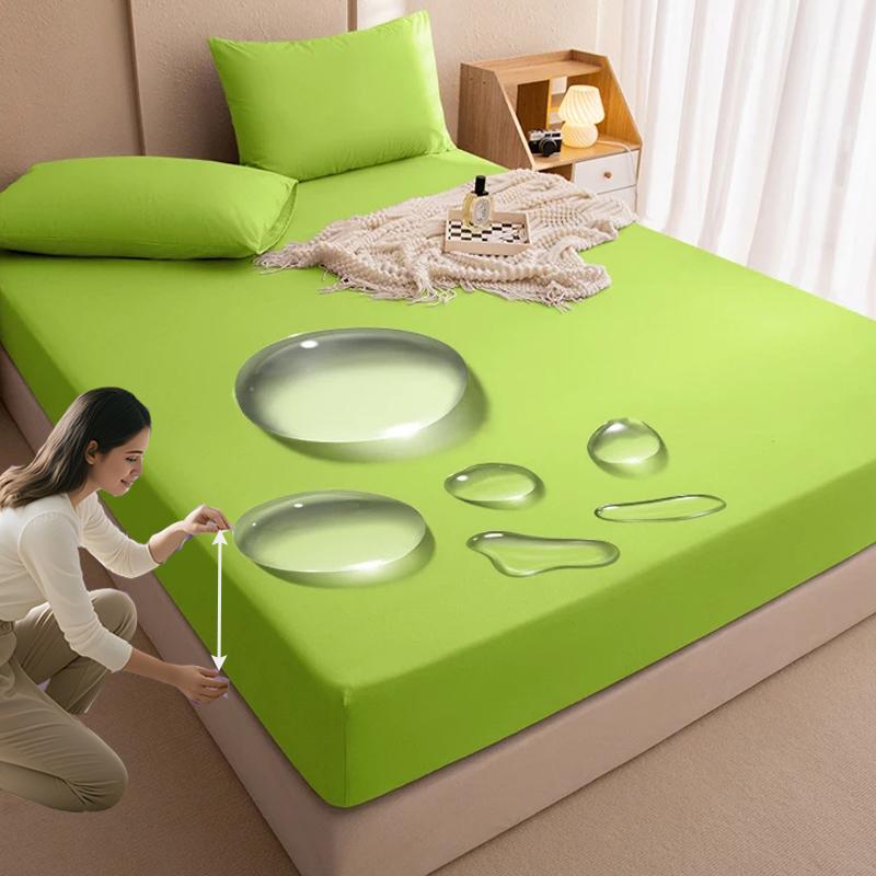 Wasserdichtes Spannbettlaken-Tiefe Taschen-Weiche Mikrofaser-Pflegeleicht-Einlauf- und Farbecht-Spannbettlaken Doppelbett für Mädchen Frau Jugendliche Kinder