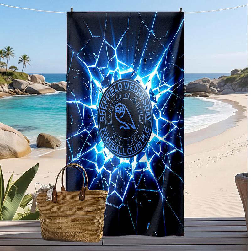 Sheffield Wednesday Football Print Beach Towel, Large Soft Quick Dry Towel for Beach Camping Swimming