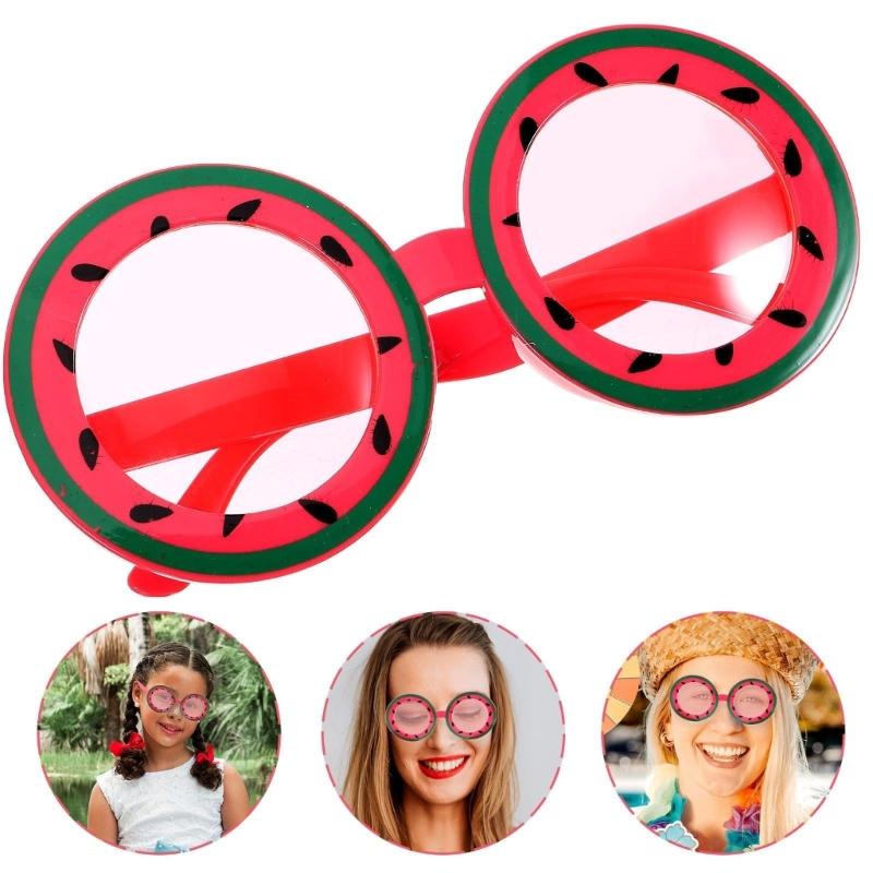Fun Round Watermelon Design Eyewear Perfect For Theme Parties Cosplay Event Comfortable Lightweight PC Frame