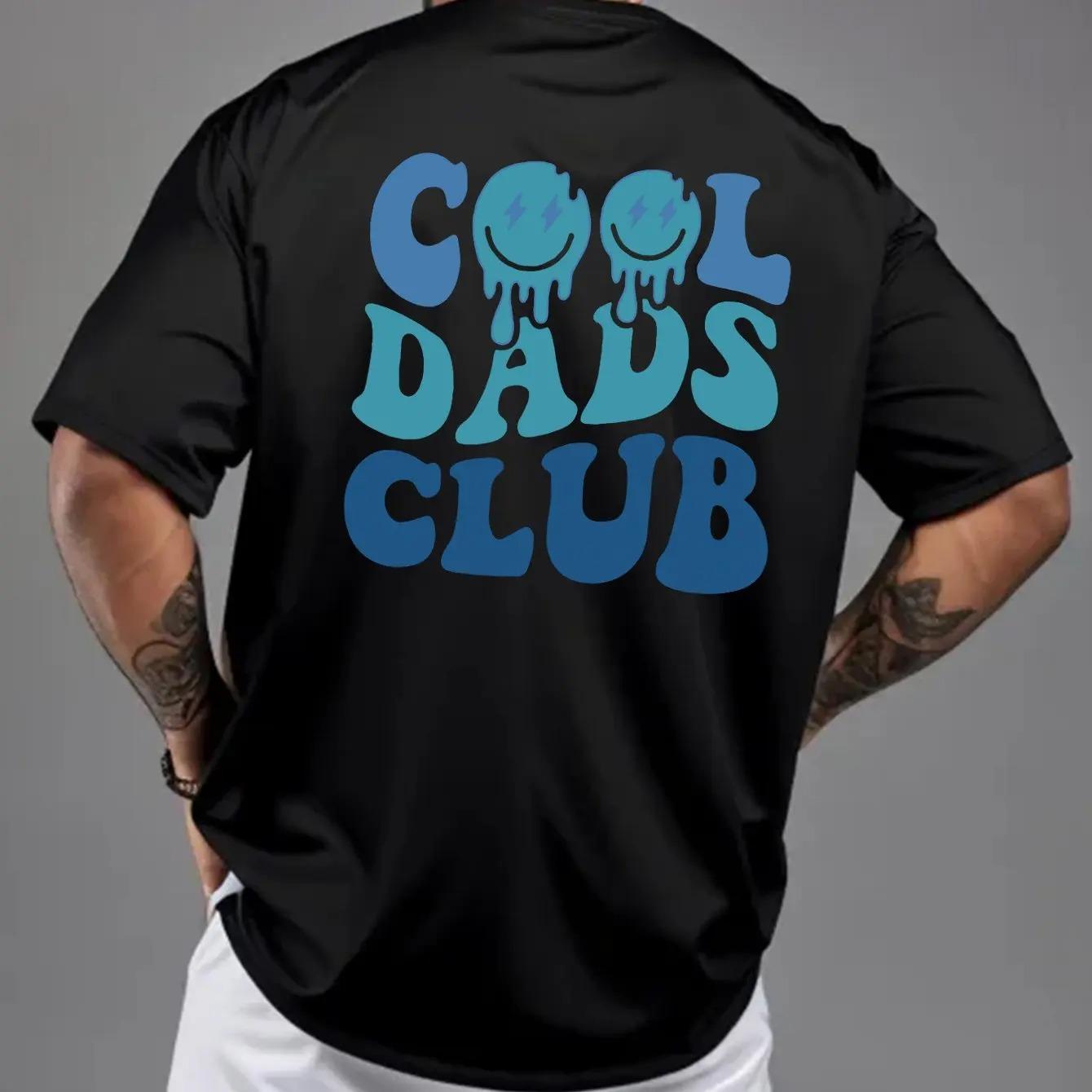 Mens Summer 100 Cotton Breathable Cool Stylish Casual Loose Dad Club Letter Roundneck ShortSleeve TShirt Simple Daily Wear S