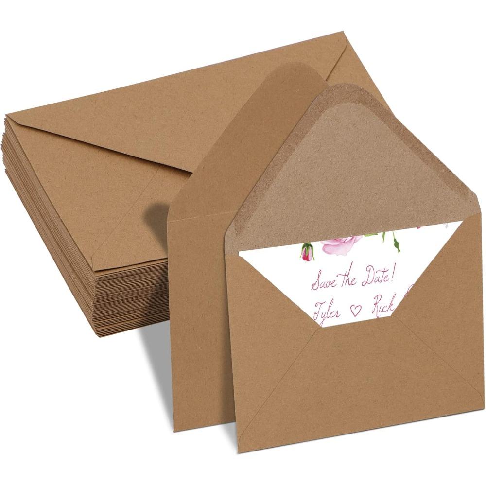 

50 Pack Vintage Brown Self Seal, C6 Kraft Envelopes, for Weddings, Invitation, Christmas Day Gift Cards 114mm x 162mm