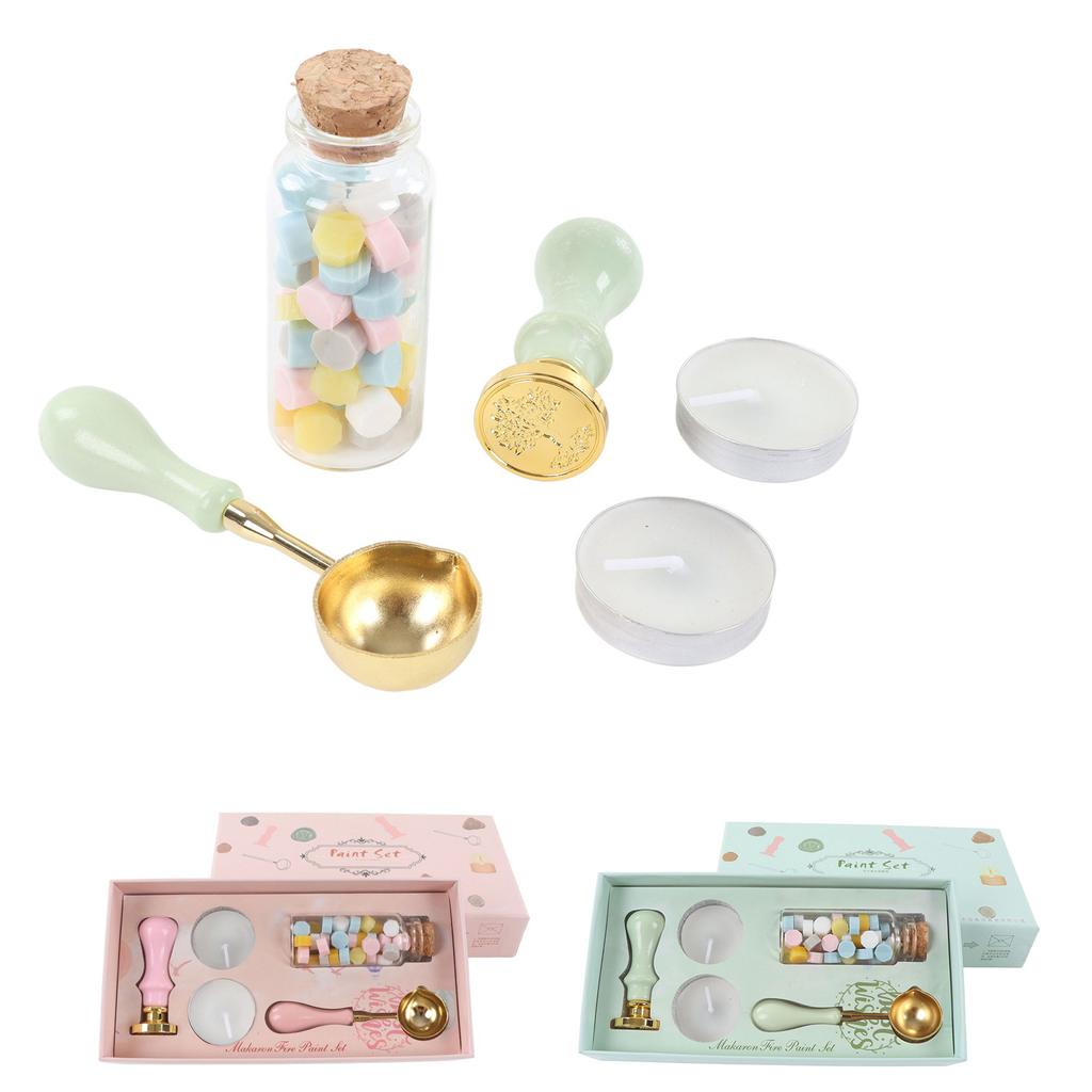 Wax Stamp Kit Retro Removable Handle Iris Pattern Wax Stamp Sealing Kit for Envelope Invitation