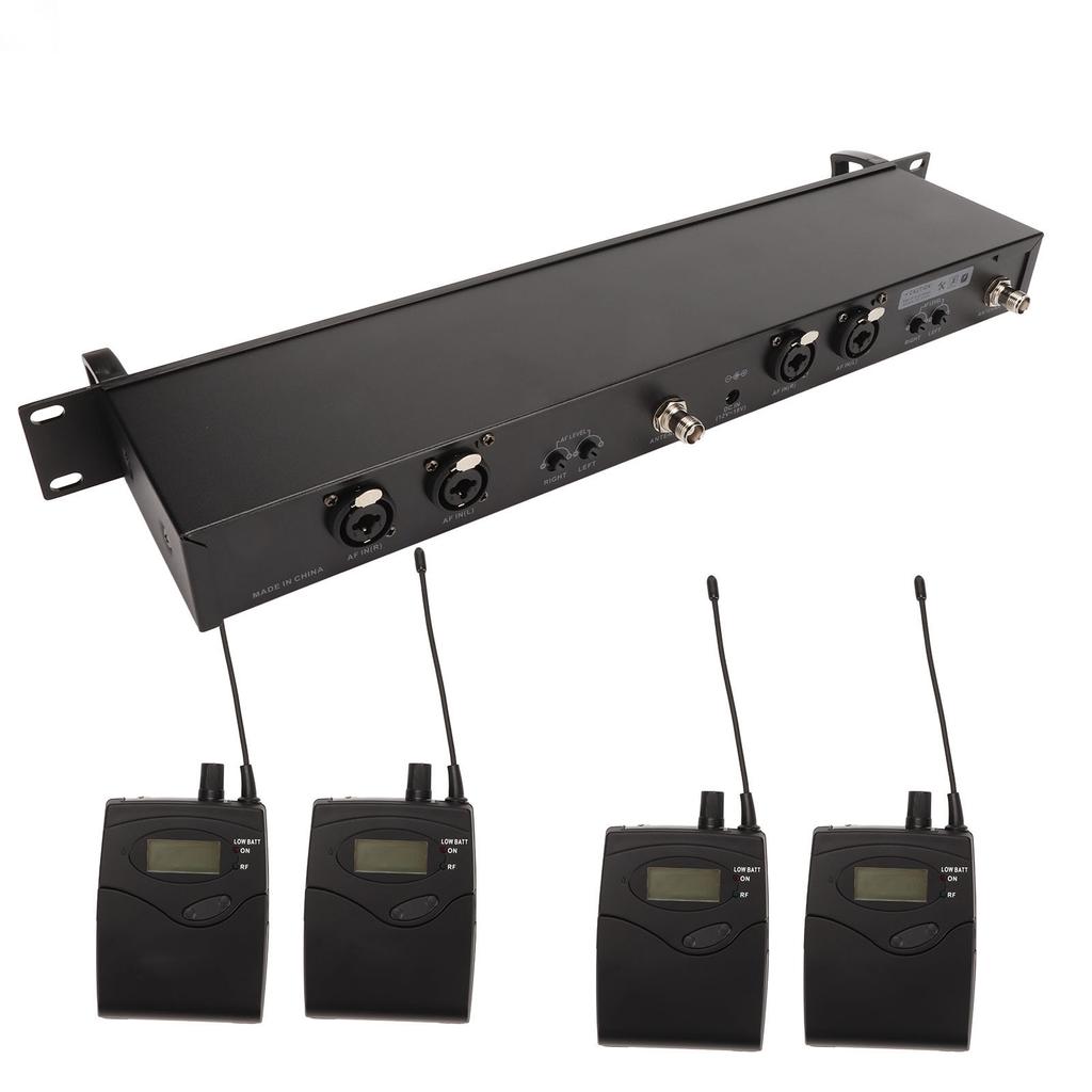 Wireless Earphone Monitor System 2 Channel 4 Bodypacks Whole Metal UHF Stage Monitoring System for