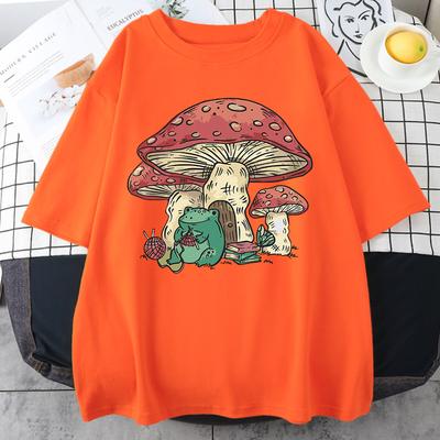 Carino con una casa a forma di fungo e una rana Top da uomo Maglietta vintage oversize Abbigliamento casual girocollo Uomo Magliette di cotone