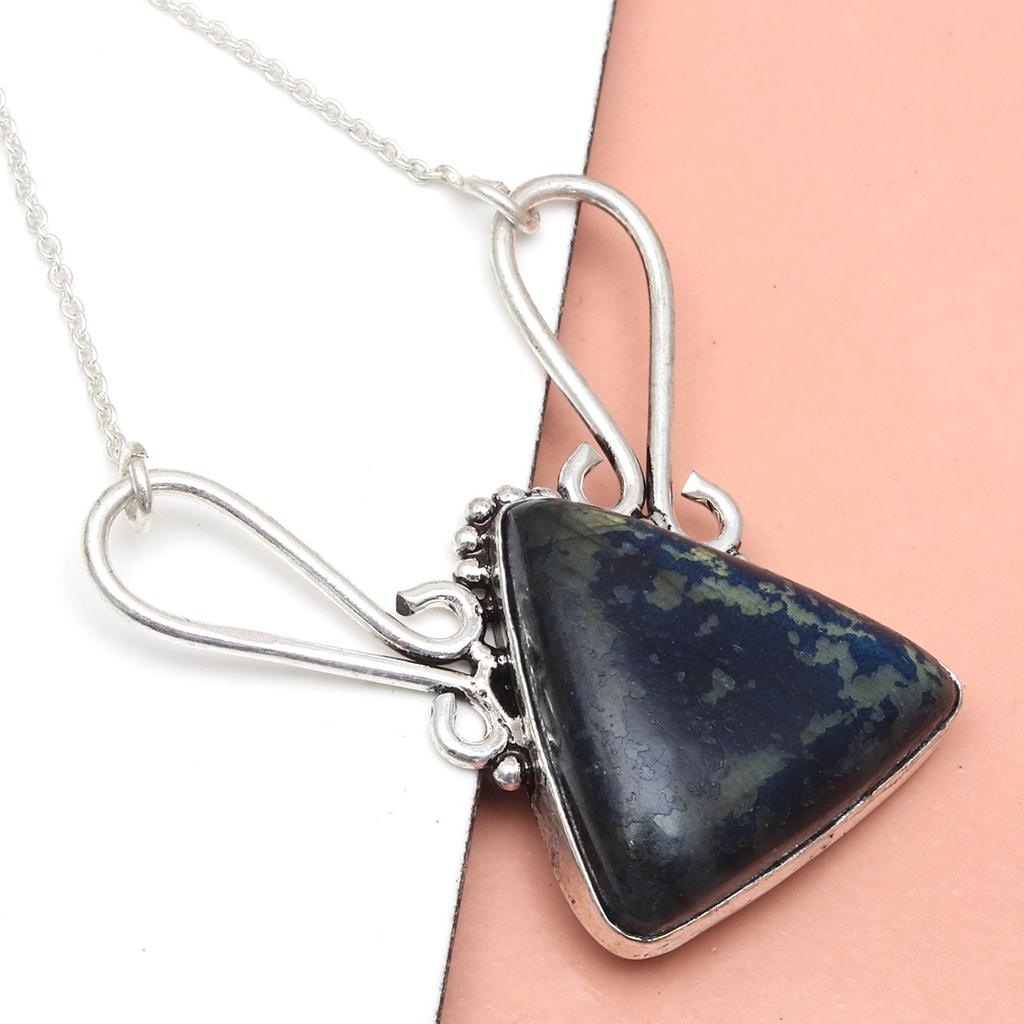 Pendant Silver  Peridot Labradorite Gemstone Jewelry Sterling 2.5" Fiery