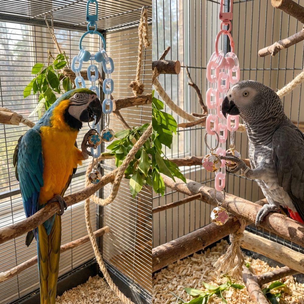 Wear-resistant Bird Chain Bells Toys Metal Bell Teeth Grinding Toy  Small Pet Bird