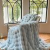 Autumn-Winter Double-Layer Faux Rabbit Fur Plush Nap Throw Blanket Shawl