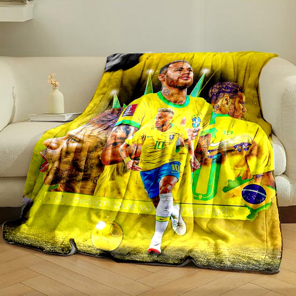 Brazil Football Theme Designed Flannel blanket for bedroom, living room, sofa, and nap