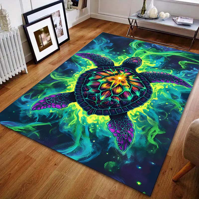 Fantasy Ocean Turtle Print Carpet for Bedroom Living Room Bedside Sofa Floor Mat Modern Home Decor Area Rug Machine Wash