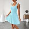 Women's Fashionable Casual Solid-color Long-sleeved Hooded Short Top + Sleeveless Dress Set