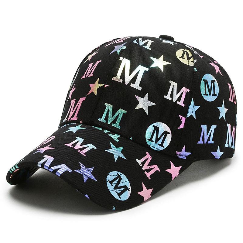 Hat Female Letter M Colorful Duck Tongue Hat Versatile Couple Baseball Hat Sunscreen Hat