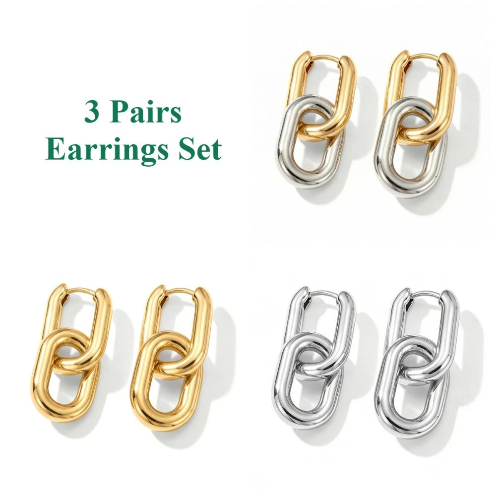 Minimalist Stainless Steel Fashion Gold Color U Shape Trendy Geometric Square Hoop Designer Earrings for Women Party Jewelry