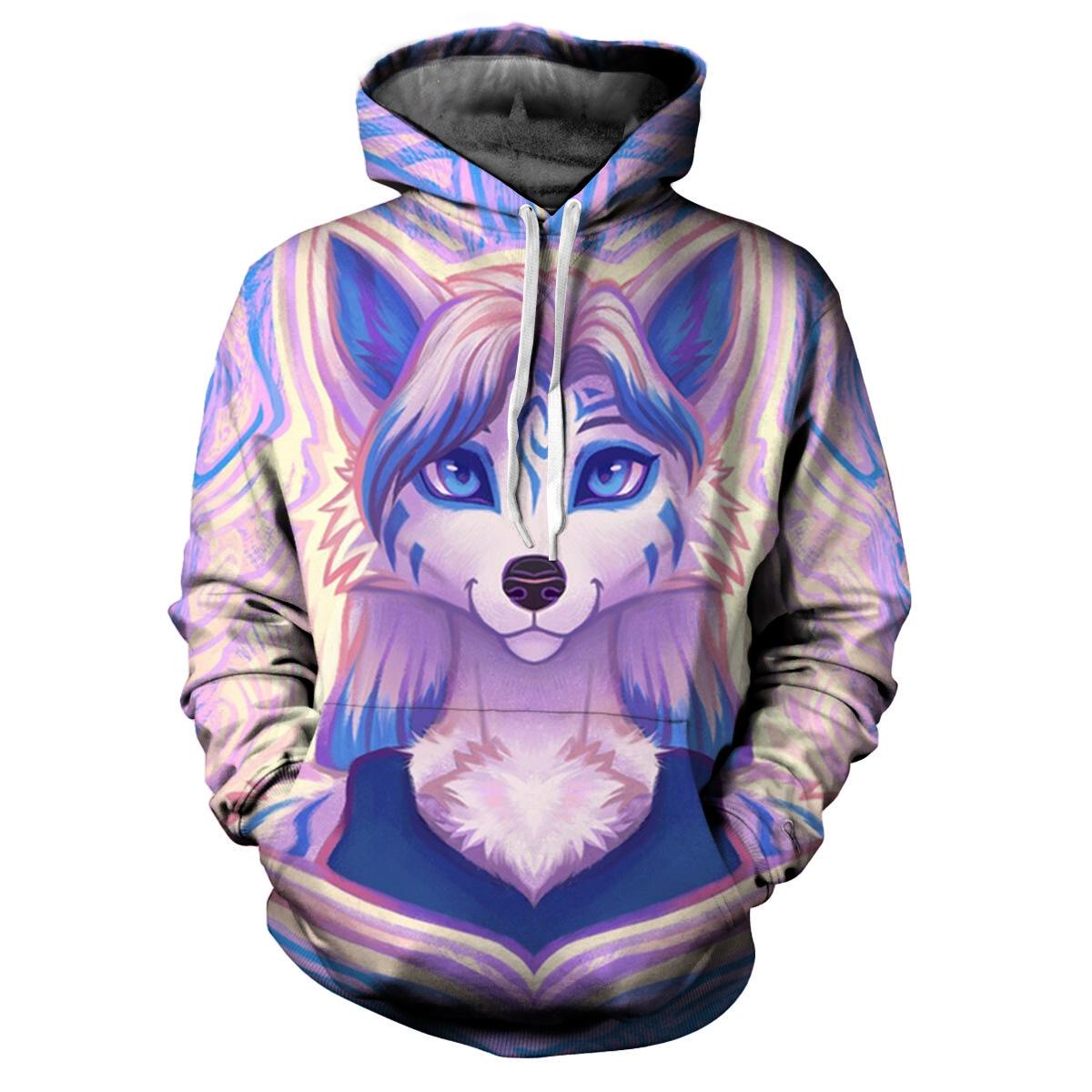 

Женская толстовка с капюшоном и карманом-кенгуру с 3D цифровым принтом «кошка и собака», пуловер, топы на осень-зиму 6XL