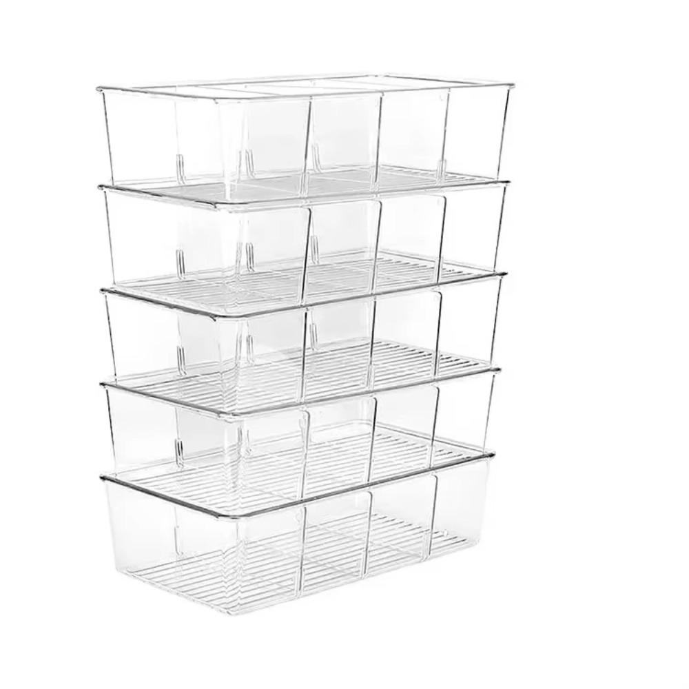 Removable Dividers Fridge Storage Box 4 Grids Fridge Organizer Cabinet  Kitchen Organizer