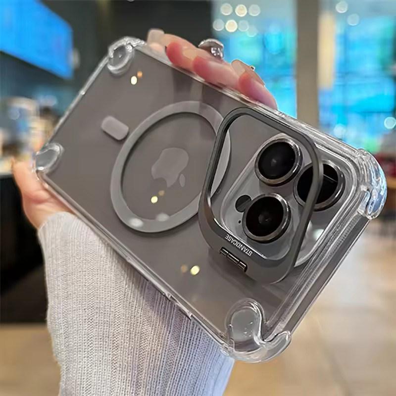 Huse de Telefon Magnetice de Lux Rezistente la Șocuri Pentru iPhone17 16 15 14 13 12 Pro Max Plus 11 Pentru Magsafe Cu Protecție Obiectiv din Sticlă Husă cu Suport