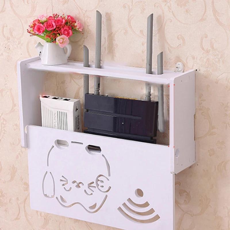 Wall Mounted Storage Boxes No Drill Cable Router Storage Boxes Shelf Wall Hangings Bracket Cable Organizer Wire Storage Boxes
