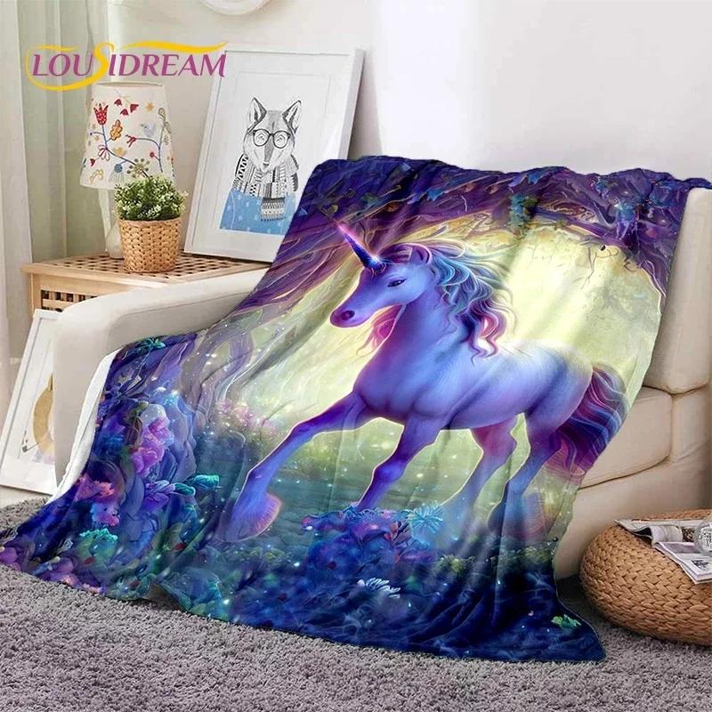 3D Cute Dream Unicorn Cartoon Girl Soft Flannel Blanket for Beds Bedroom Sofa Picnic,Throw Blanket for Outdoor Leisure Nap Gift