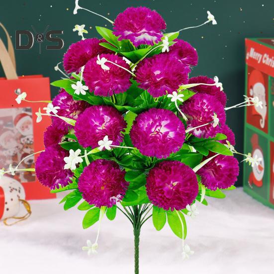 Artificial Carnation Realistic 18 Head Fake Silk Flower UV Resistant Wedding Party Indoor Outdoor Garden Yard Faux Flower Plants Decoration