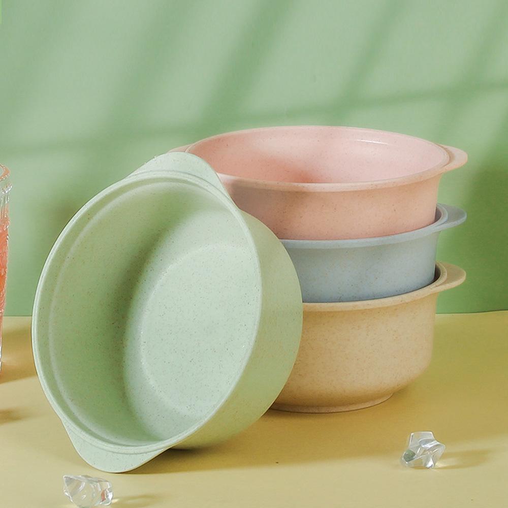 Kids Wheat Straw Instant Noodles Bowl Soup Food Container with Lid Kitchen Tableware Insulation Anti-hot Rice Bowl Dinnerware