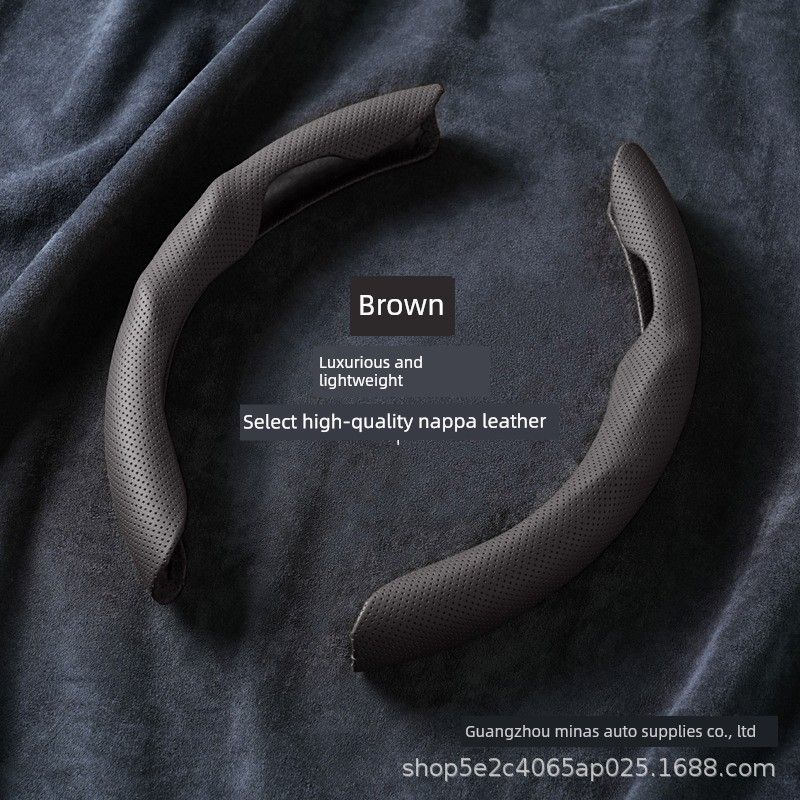 Car Steering Wheel Cover Round/D-Shaped Ultra-Thin Breathable Wear-Resistant Nappa Leather Handle Cover Non-Slip Sports Style Suitable for All Seasons