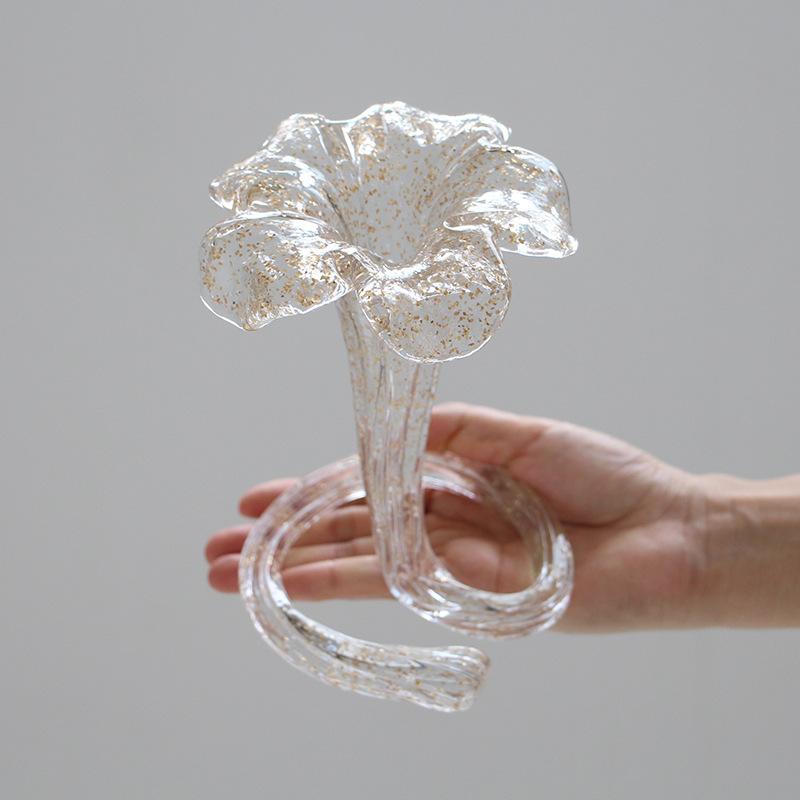 

Скляний Підсвічник Лілія Високий Тримач для Свічок Симульована Квітка Полиця для Зберігання Прозорий Квітковий Підсвічник Декор для Дому