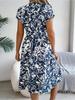 Kleid mit V-Ausschnitt, bedrucktem Knopf, taillenbetontes, elegantes, strähniges Selvedge-Kleid für Damen mit Fledermausärmeln, lockere Kleider, lässiges Kleid