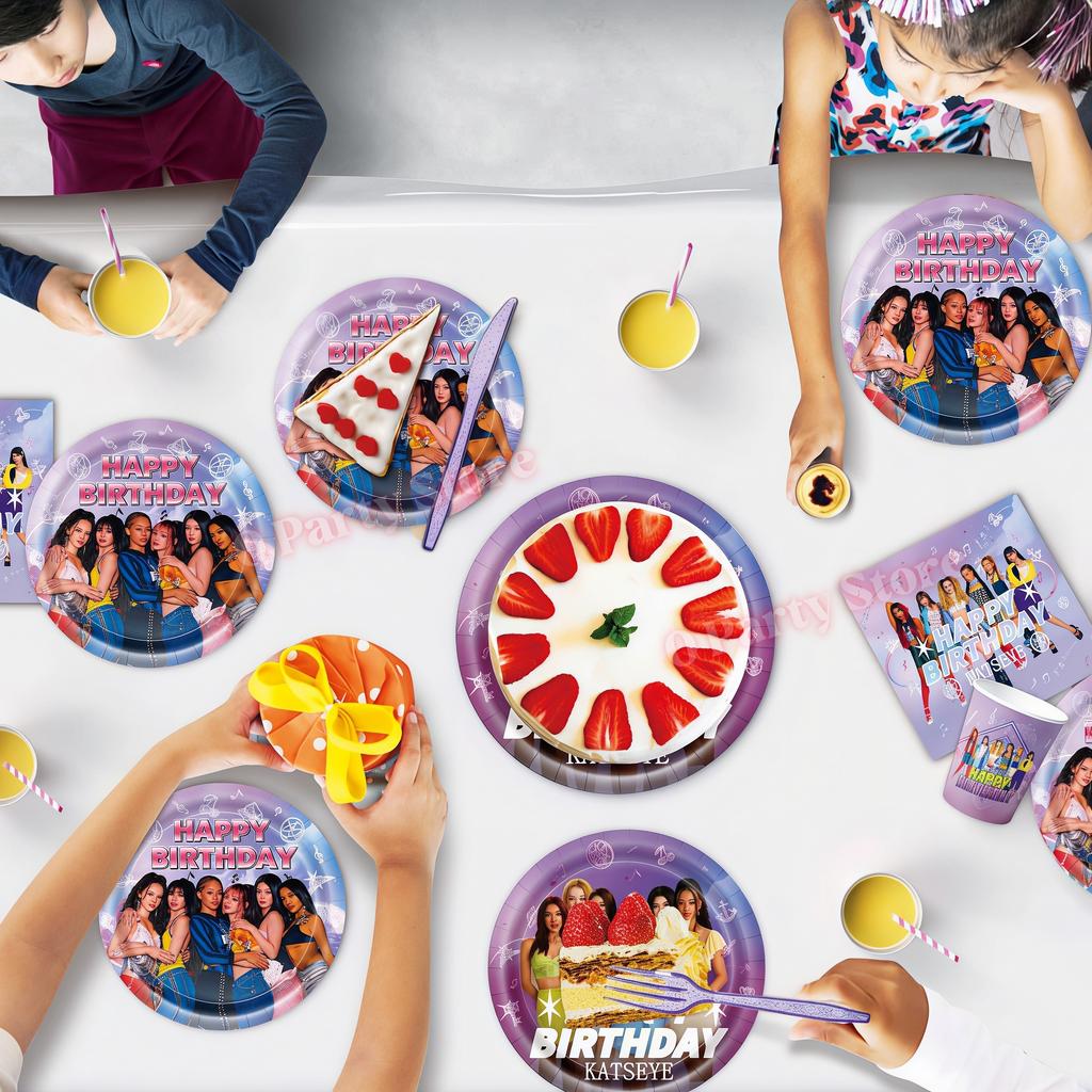 Kpop K&Katseye Birthday Party Decoration Plate Cup Banner Balloon for Girl Party Favor Idol Fans Gift Baby Shower Event Supplies