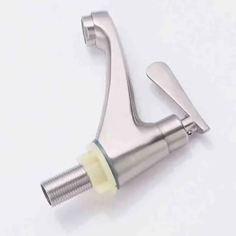 Bathroom Faucet 304 Stainless Steel Wash Basin Faucet Quick Open Single Cold Water Toilet Corrosion Resistance