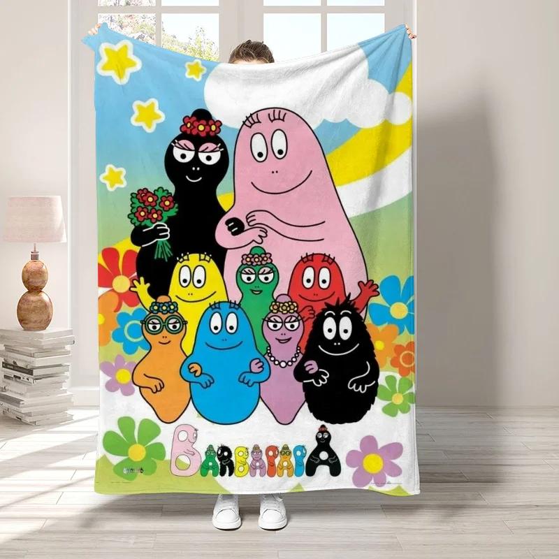 L-Les Barbapapa Decorative Blanket for Living Room Bedroom Decoration Bedspread On the Bed Fluffy Soft Blankets Boho Home Decor